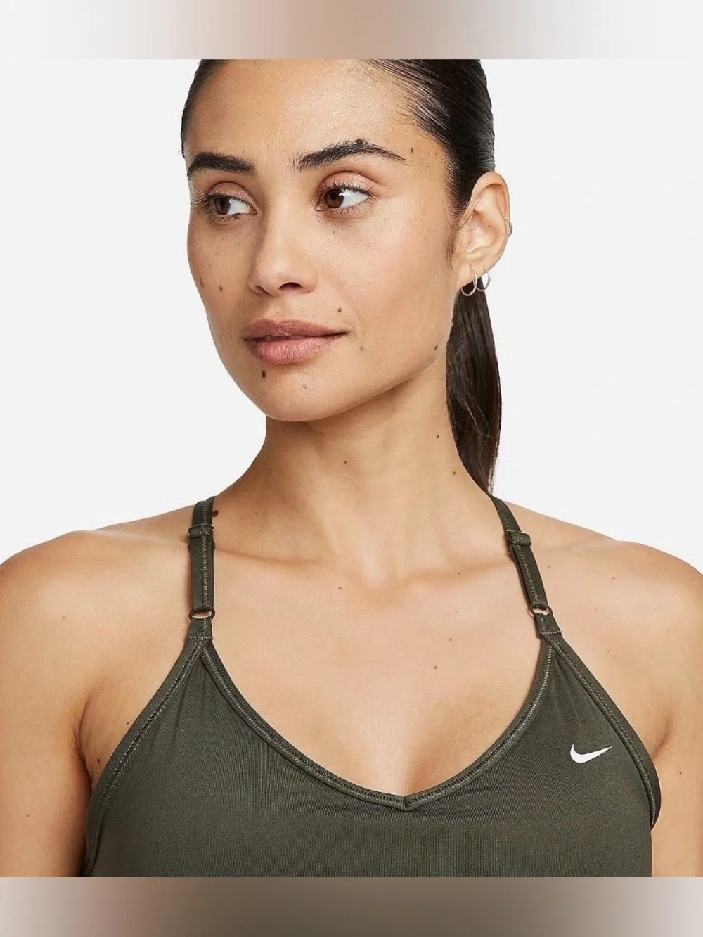 Nike Training Dri-FIT Indy Bra Tank in Olive Green Size Large
